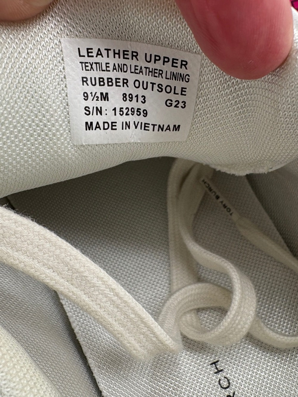 TORY BURCH SNEAKER CLOVER COURT LEATHER TITANIUM WHITE LOGO SZ US 9.5 NIB - Picture 12 of 14
